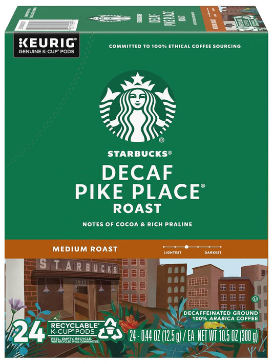 Starbucks Pike Place Decaf K-Cups, 24ct: Smooth Decaffeinated Coffee