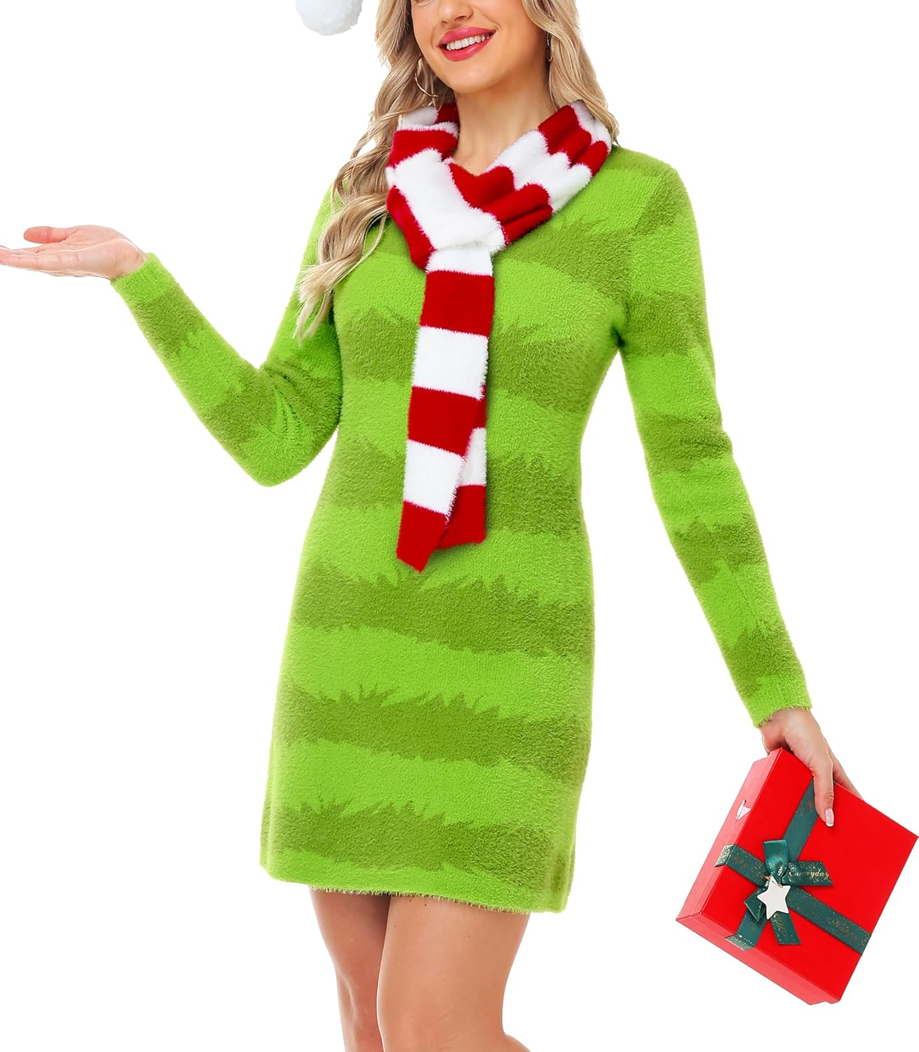 Women's Christmas Sweater Dress Long Sleeve Knit Pullover Style