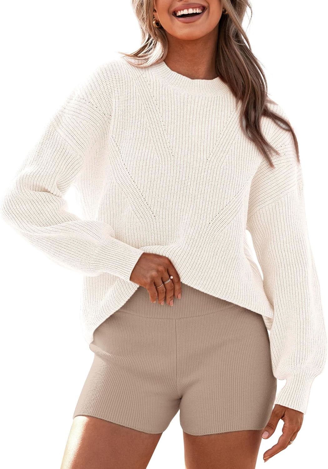 Casual Oversized Long Sleeve Sweater for Women - Cozy Knit Top