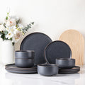 Stoneware Dinnerware Set for 4 - Reactive Glaze Speckled Ashen