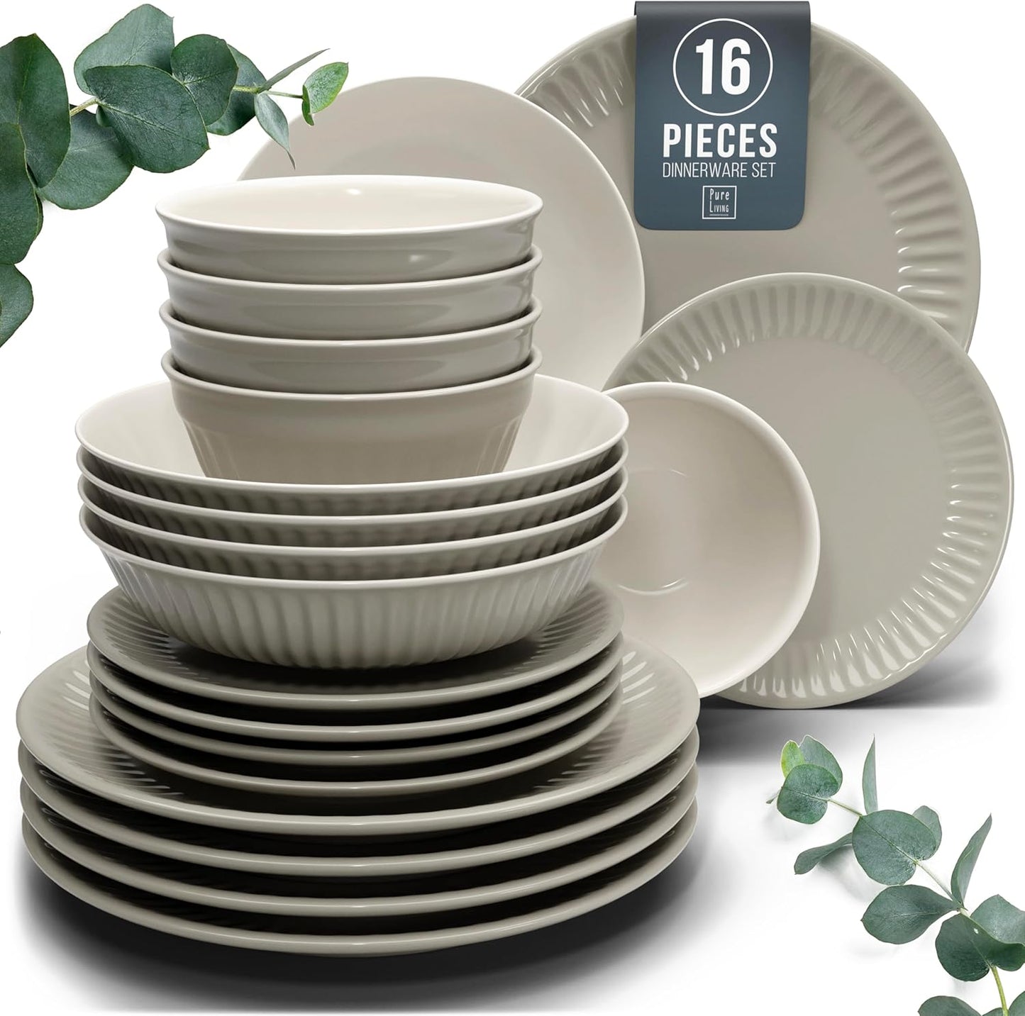Stoneware Dinnerware Set for 4 People - Elegant Scandi Design