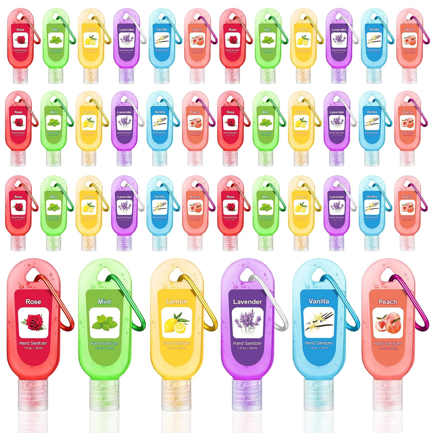 24 Packs Fruit Scented Hand Sanitizers Keychain Gift Set