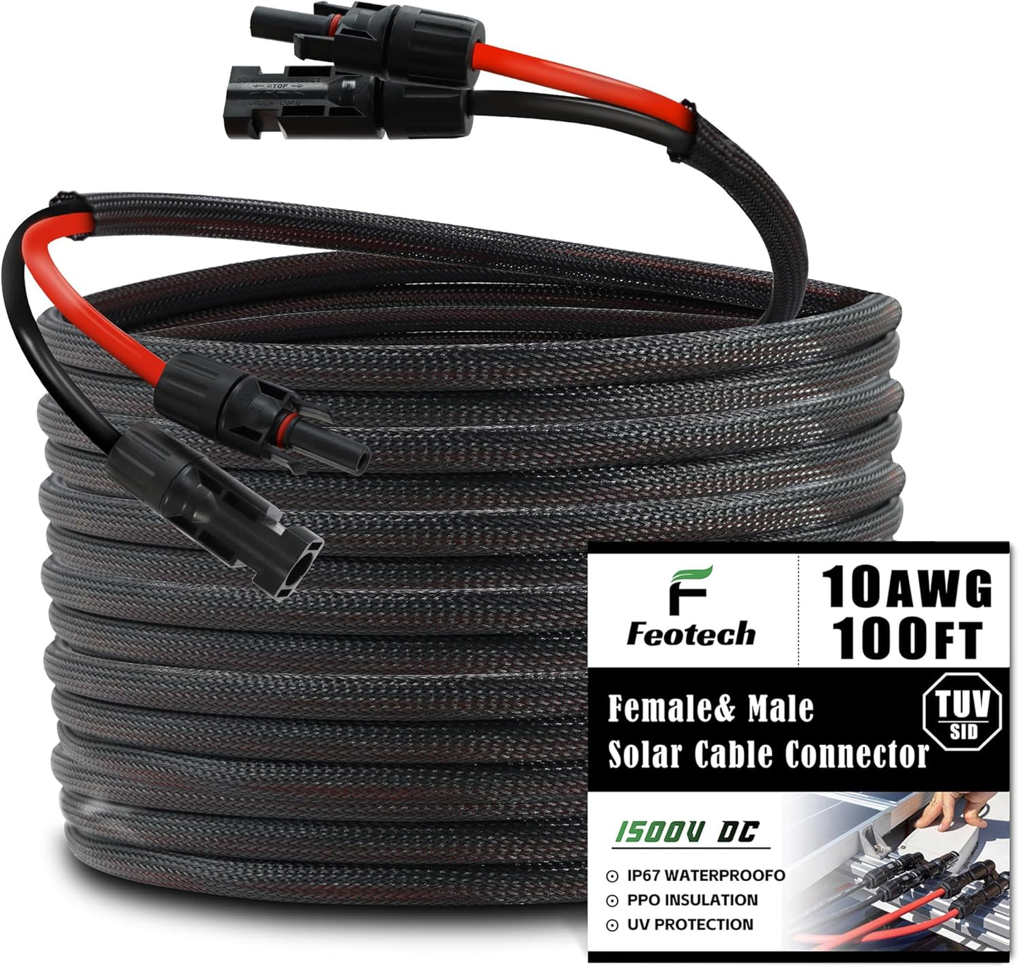 Twin Wire 100FT Solar Extension Cable - 10AWG for Efficient Energy