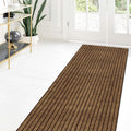 Custom Size Runner Rug 2 ft x 16 ft Brown with Brown Stripe - Low Pile