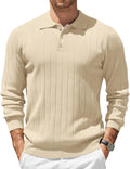 Mens Knit Polo Sweater Long Sleeve Polos - Slim Lightweight Fit Men's