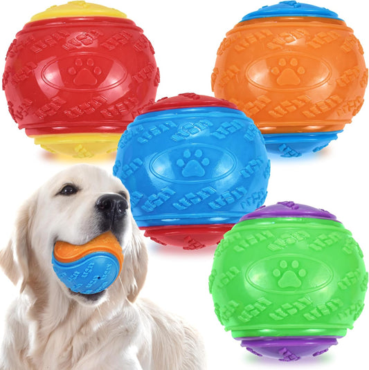 High Bouncy Squeaky Dog Balls - Interactive Fun 4Pcs