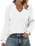 Zeagoo Womens Fall Crochet Knit V Neck Sweater - Lightweight Pullover