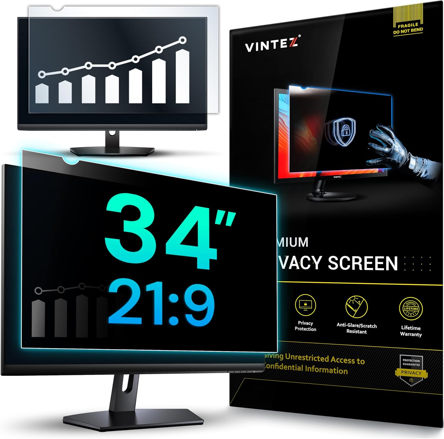 VINTEZ 34 Inch Privacy Screen for Computer Monitor and Laptop