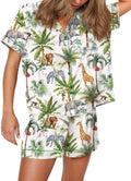 Funny Graphic Pajamas for Women Set Button Down Short Sleeve Top Pjs