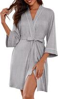 Ekouaer Women Kimono Robe Knee Length Knit Bathrobe - Lightweight all