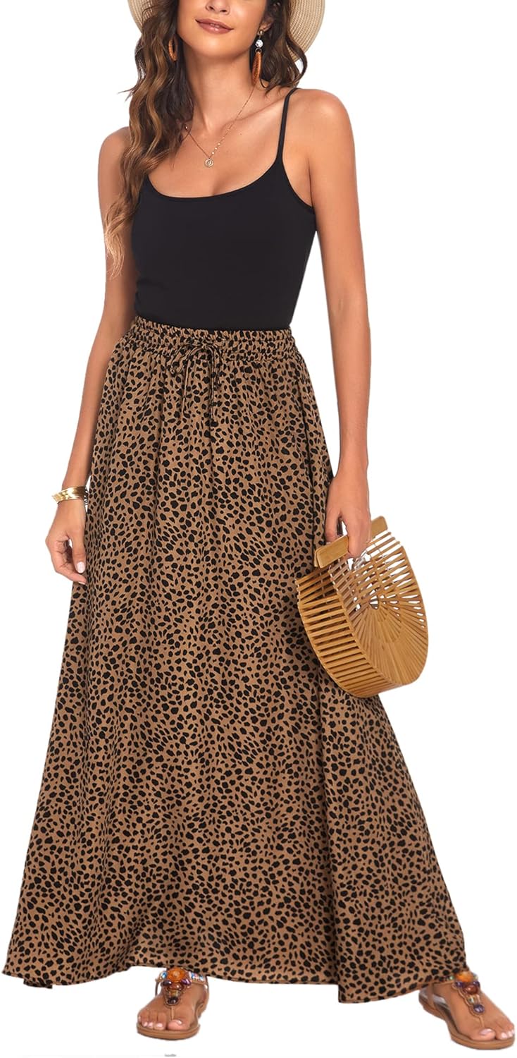 Bluetime Women Flowy Long Skirts for Summer Beach Style