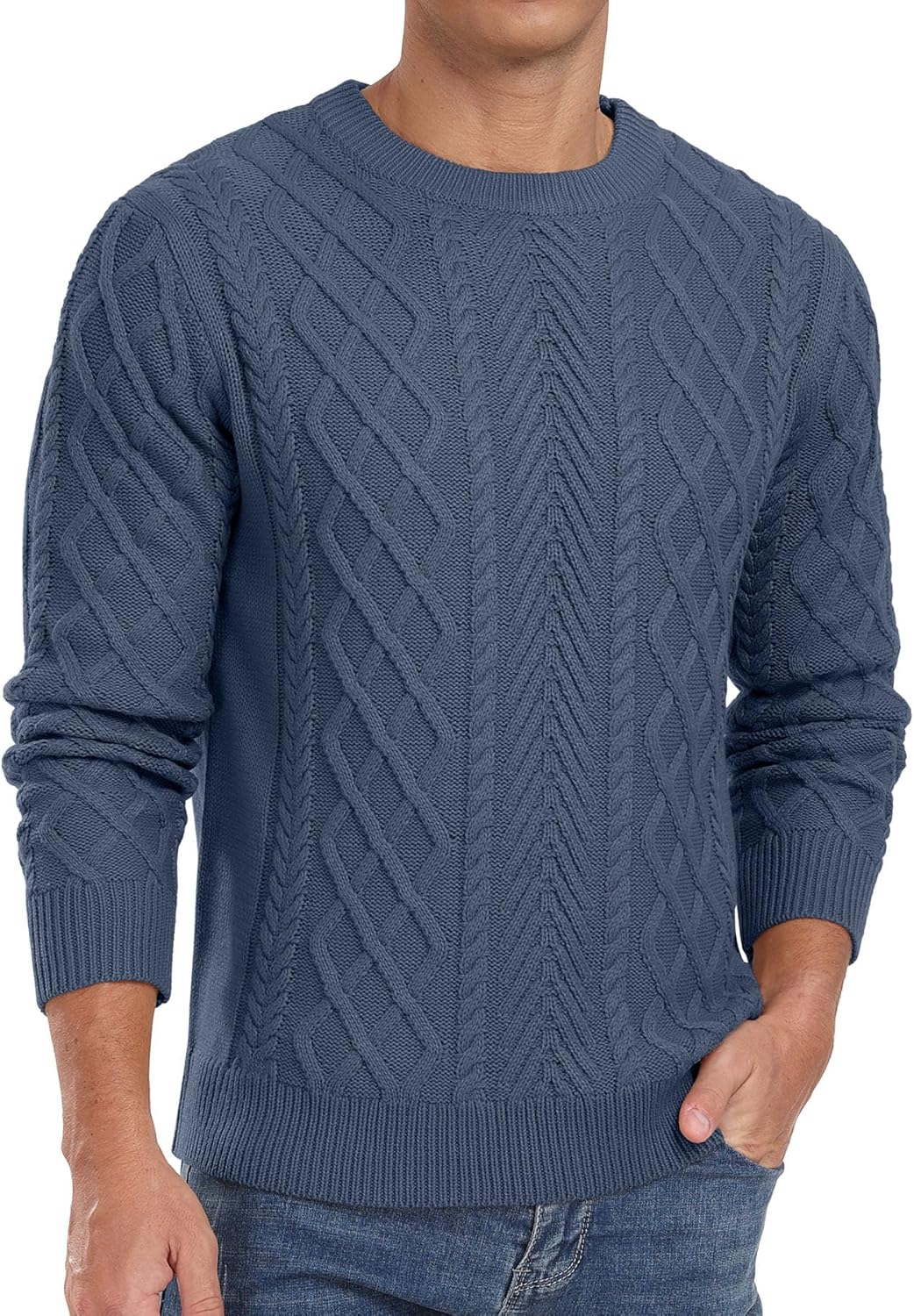 Askdeer Men's Pullover Sweater - Classic Fisherman Knit Style