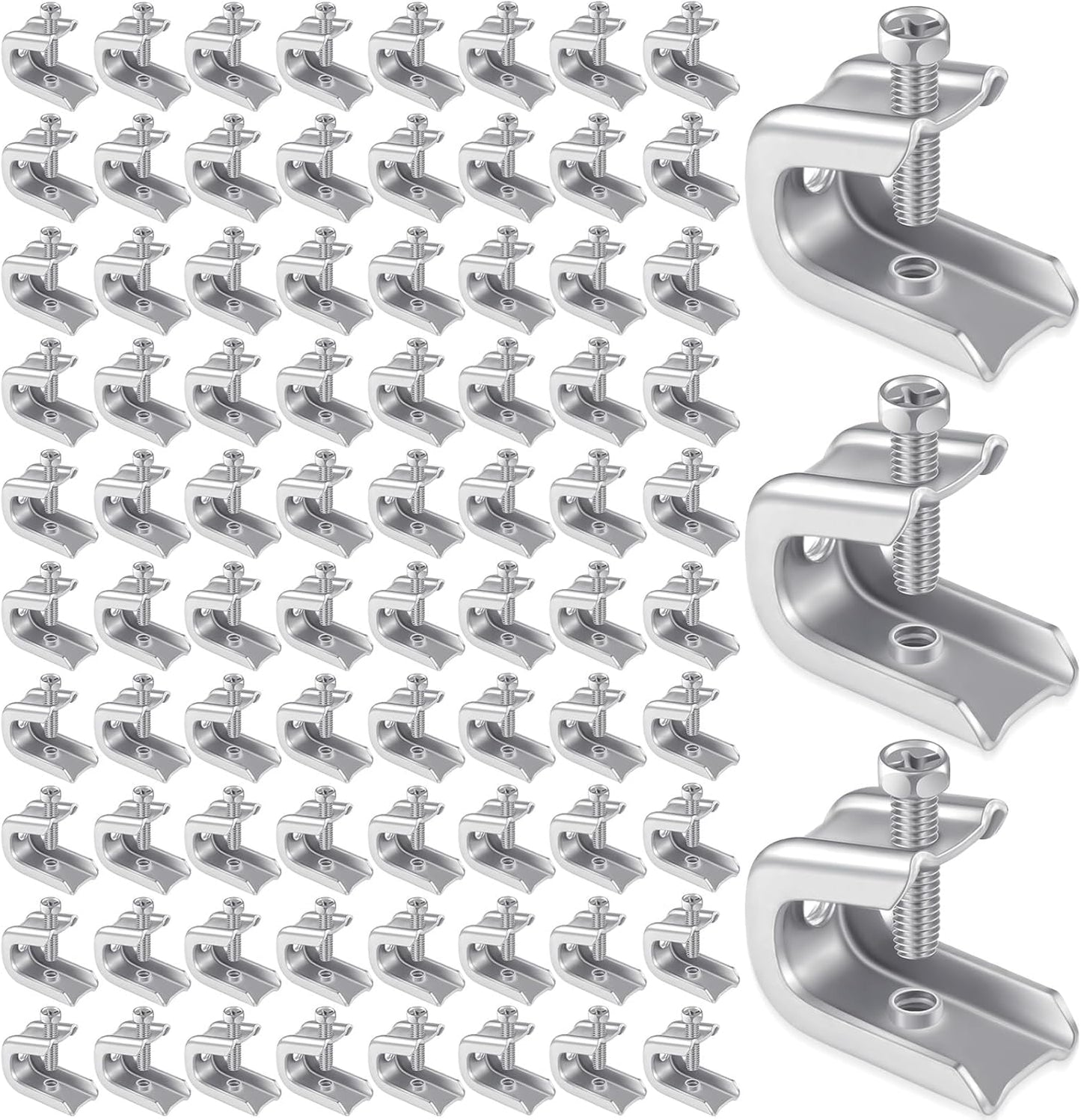 200 Pcs 1/4in x 20 Beam Clamp Steel Screw Hooks for Flanges