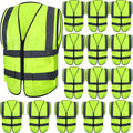 Reflective Safety Vests for Men Women 15-Pack - Fluorescent Green XL