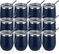MEWAY 12oz Wine Tumbler Glasses 12 Pack - Insulated Stemless Cups
