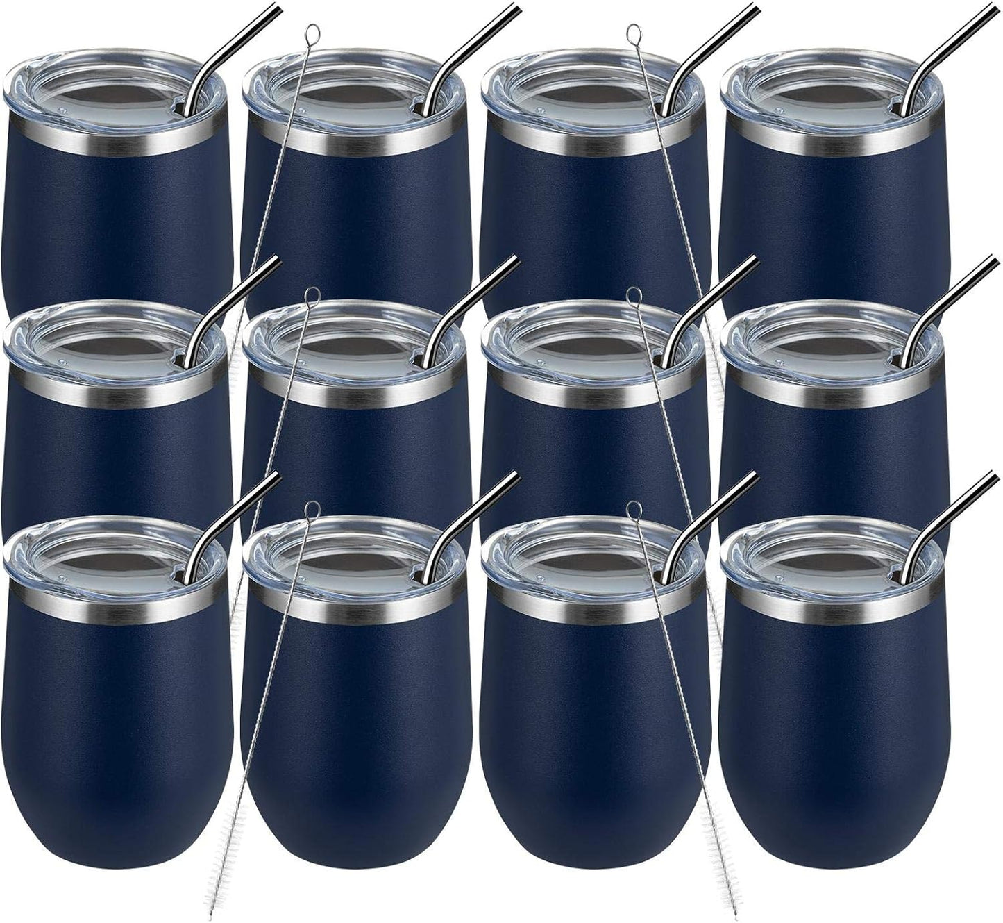 MEWAY 12oz Wine Tumbler Glasses - Insulated Travel Mugs Set