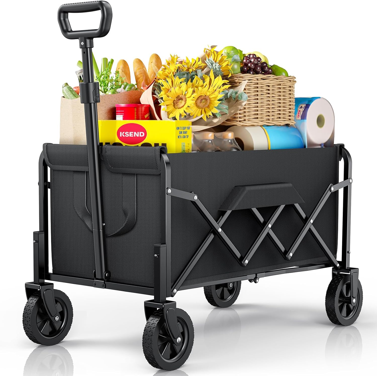 Small Collapsible Wagon with Wheels for Groceries and More