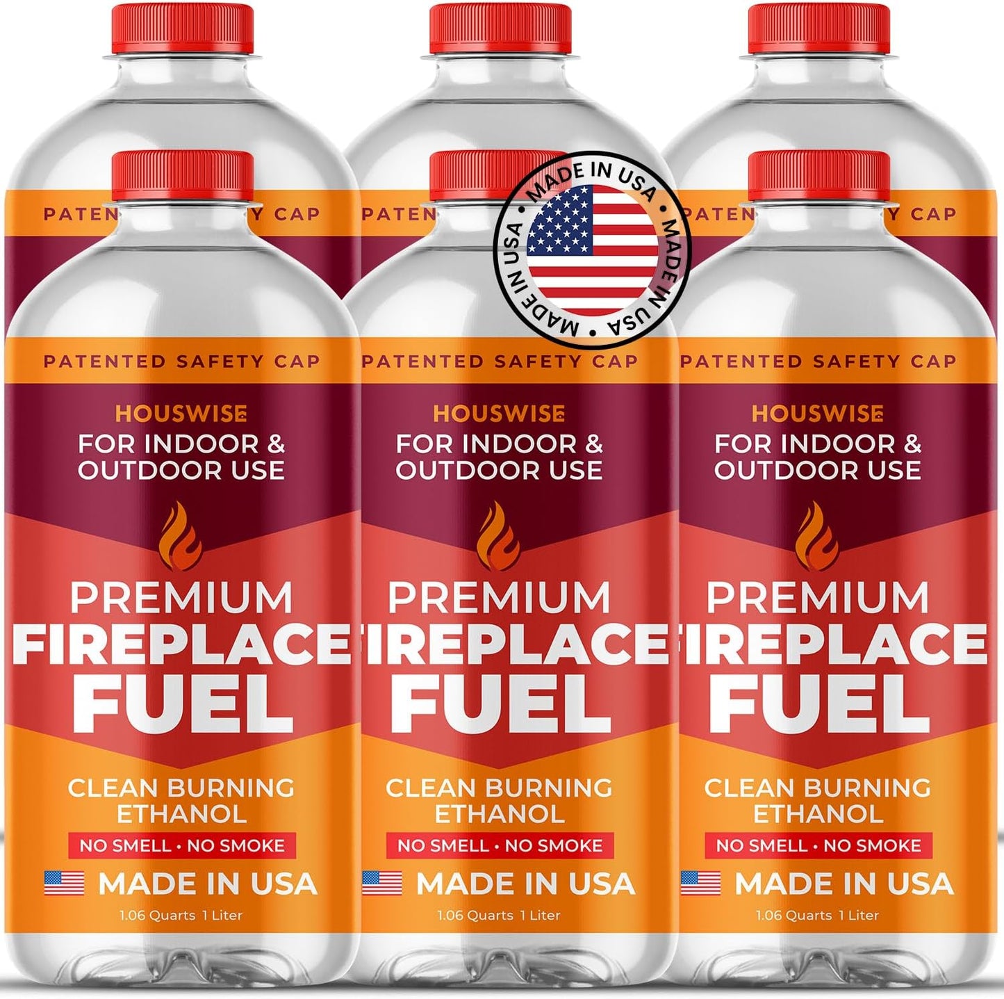 Bio Ethanol Fireplace Fuel for Tabletop Fire Pits - 6 x 1L