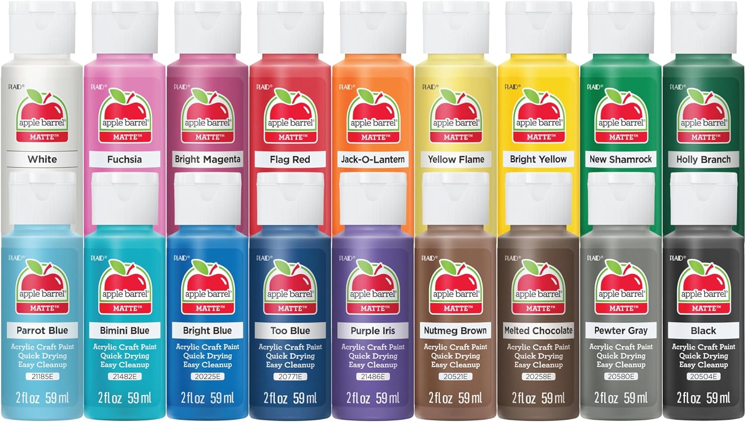 Apple Barrel Acrylic Craft Paint Set - 18 Matte Colors