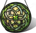 Stained Glass Window Hanging - Colorful Green Clover Suncatcher