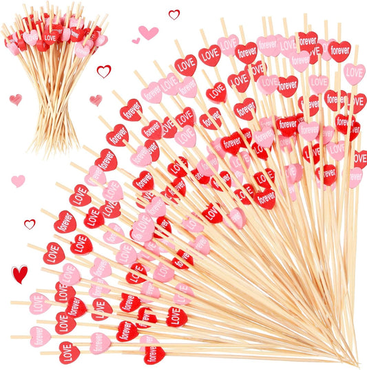 100pc Heart Cocktail Picks for Elegant Parties