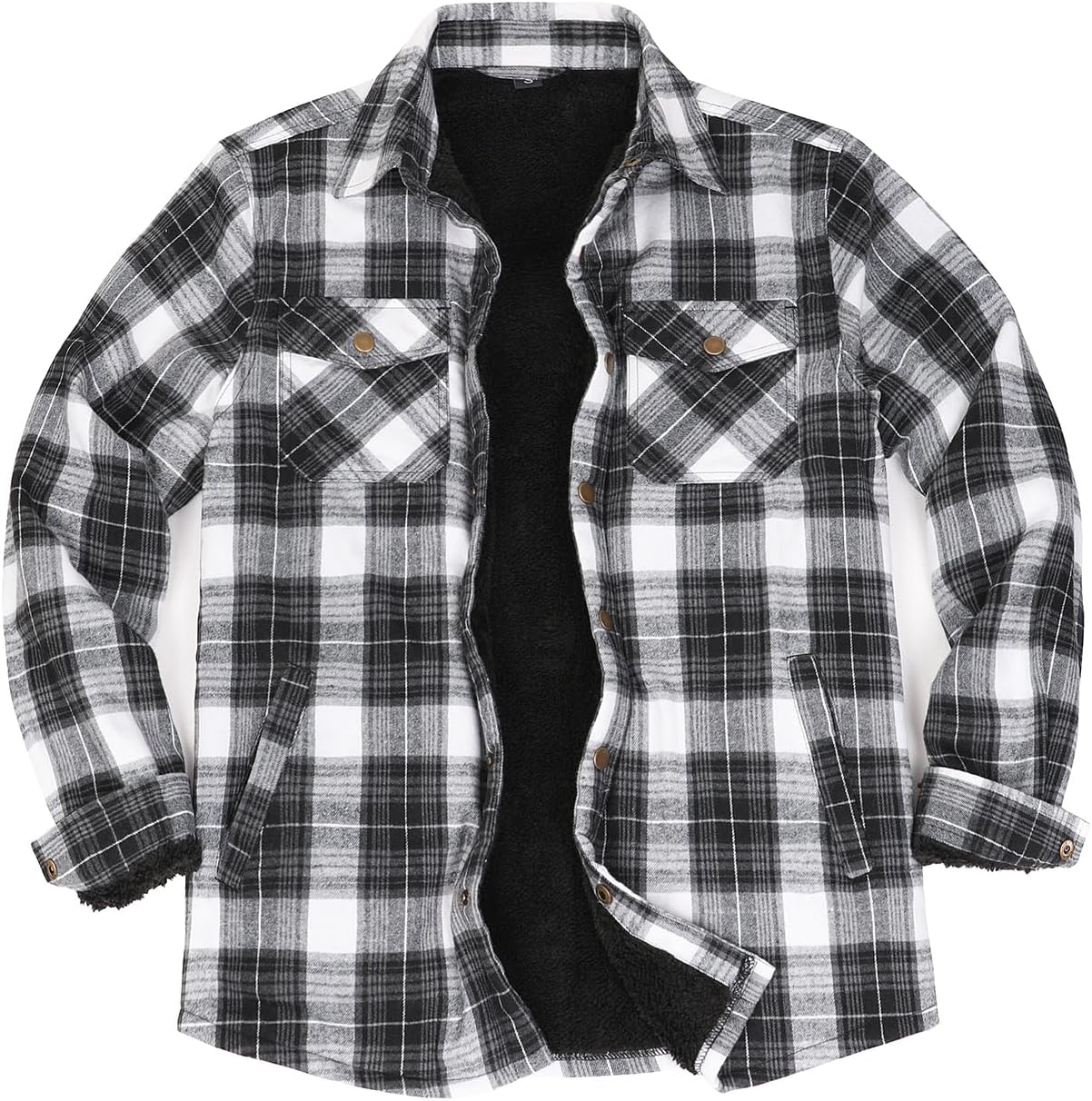 ZENTHACE Men's Sherpa Lined Flannel Shirt Jacket for Winter