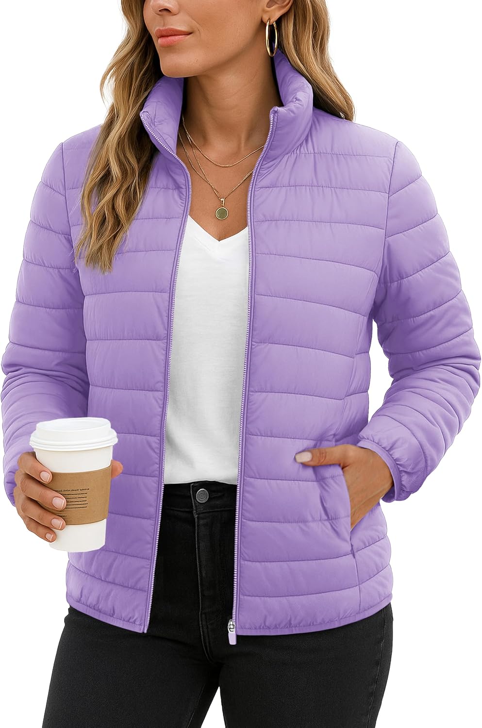 TACVASEN Women's Puffer Jackets Lightweight Warm Zip Up Coats