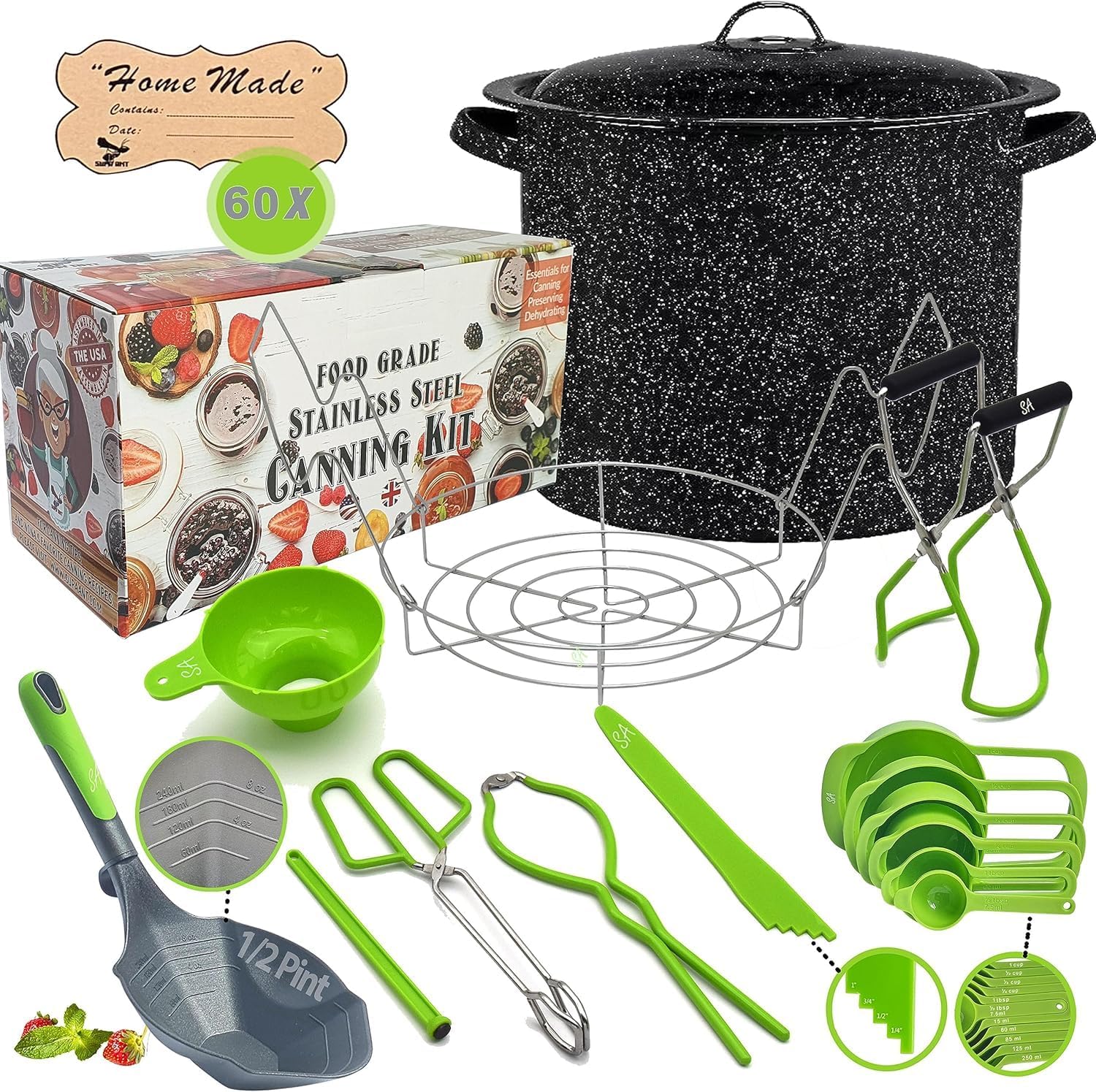 Supa Ant Water Bath Canning Pot with Rack & Essential Tools