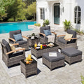 9 Pieces Outdoor Patio Furniture Set with Swivel Rocker Chairs