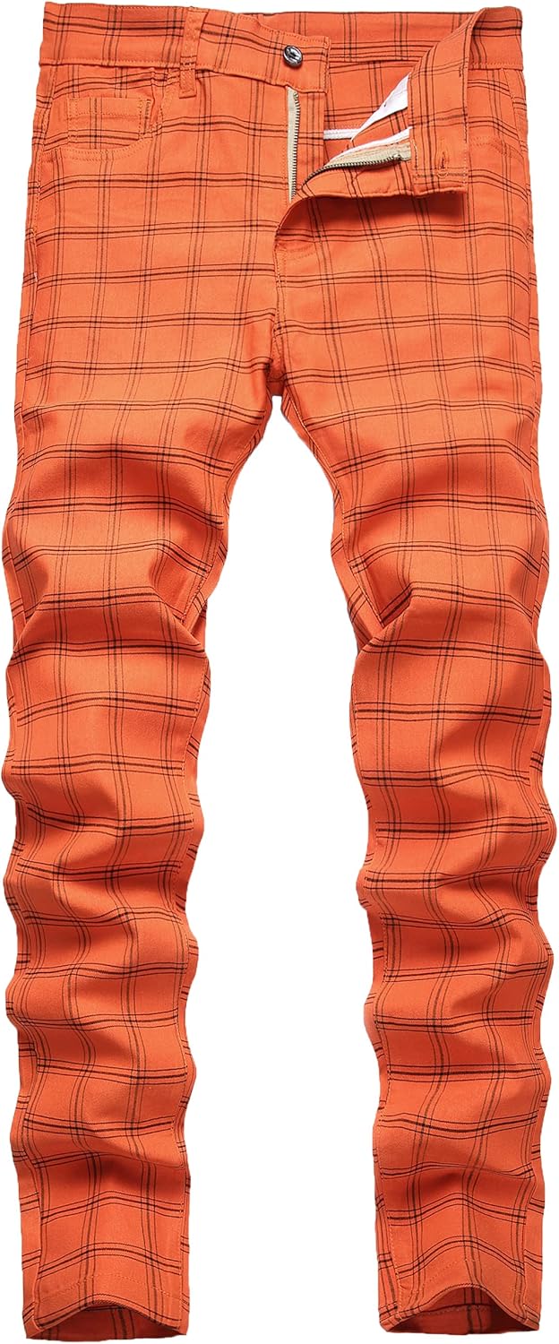 NOVOCCT Plaid Pants for Men - Stylish Skinny Fit Chinos