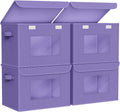 Univivi Storage Bins with Lids 4-Pack - Stackable Fabric Closet