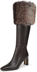 Sam Edelman Sylvia Knee-High Boot - Cozy Faux Fur Cuff and Pointed Toe