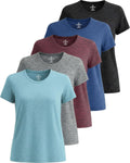 Womens 5 Pack Short Sleeve Workout T-Shirts - Active Value