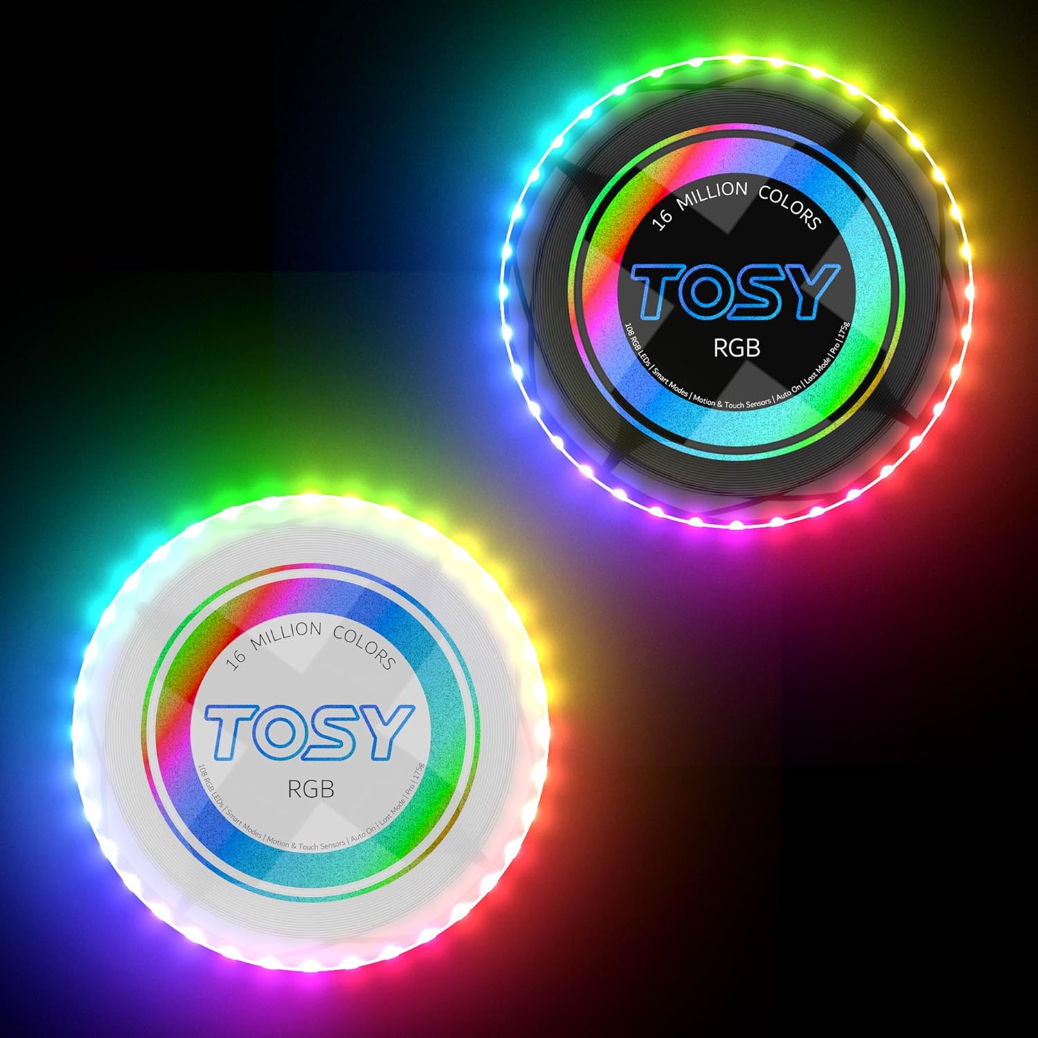 TOSY 108 LEDs Flying Disc Bundle - Light Up Night Games!