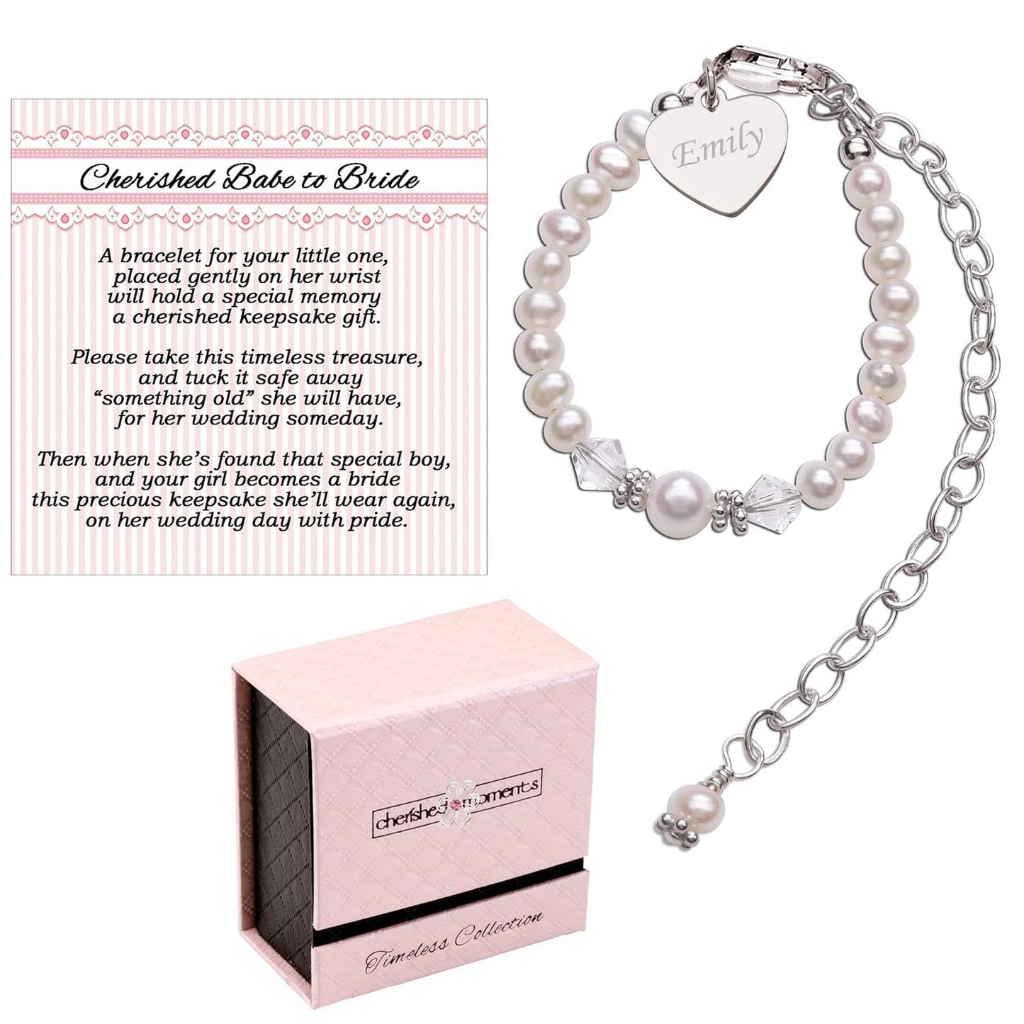 Cherished Babe to Bride Keepsake Bracelet with Engraved Heart