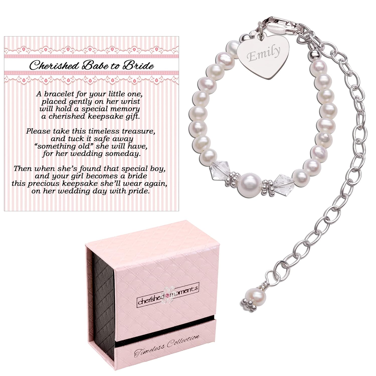 Cherished Babe to Bride Keepsake Bracelet with Engraved Heart