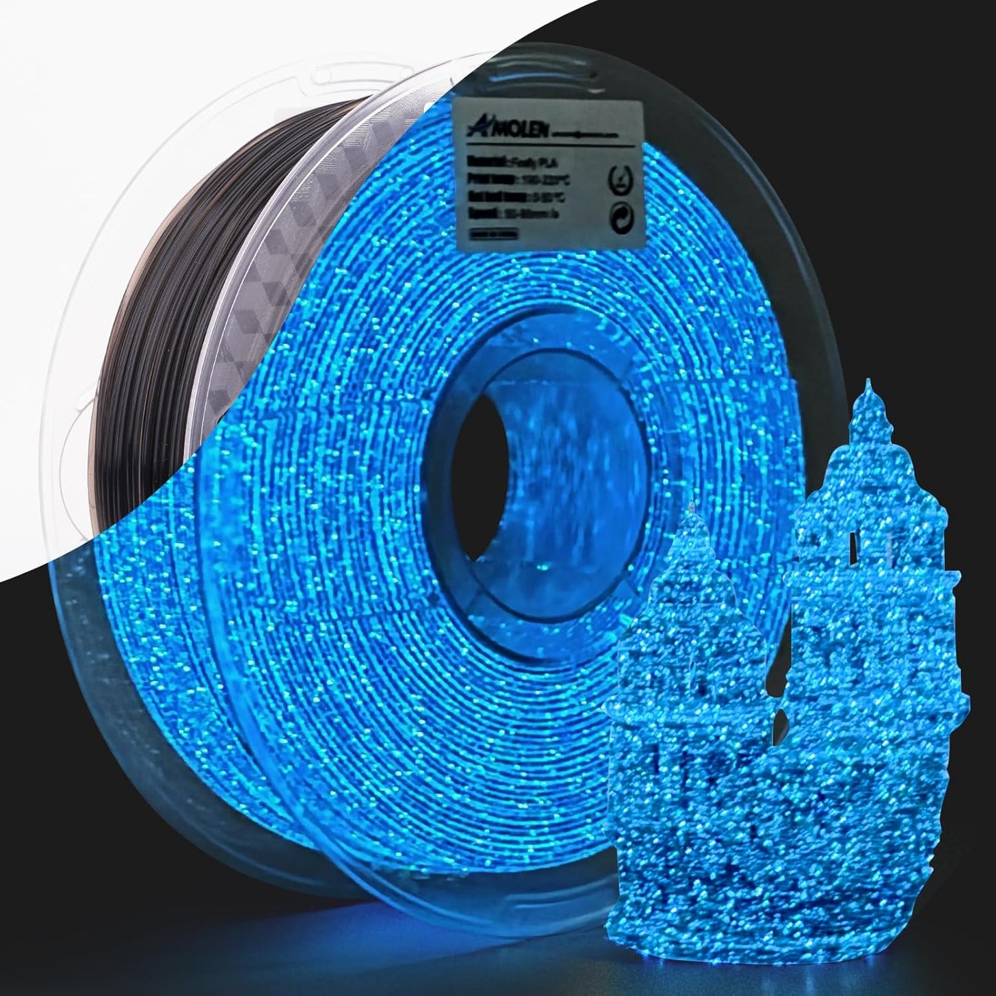 Glow in The Dark PLA Filament for 3D Printing - Firefly Blue