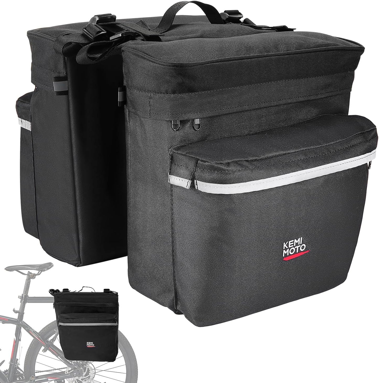 KEMIMOTO Bike Bag Panniers with Rain Cover for Commuting