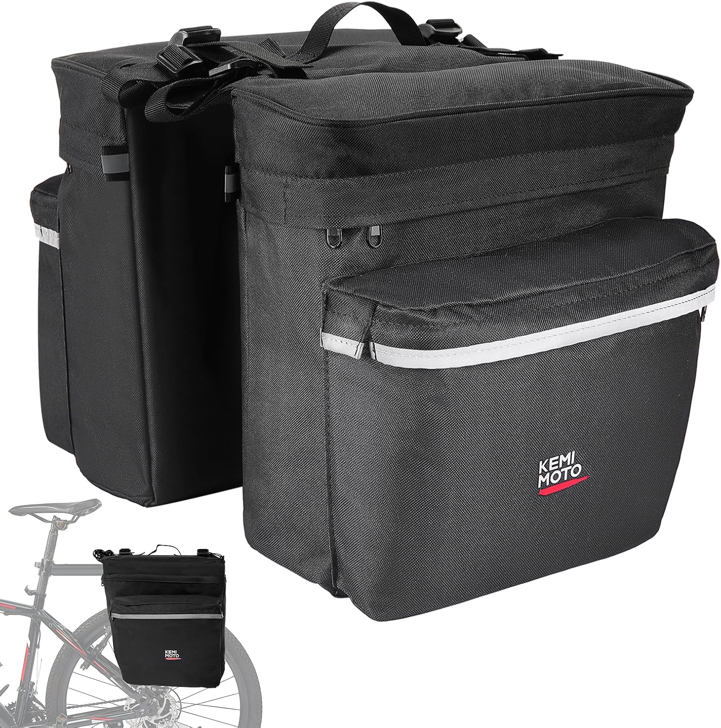 KEMIMOTO Bike Bag Panniers with Rain Cover for Commuting