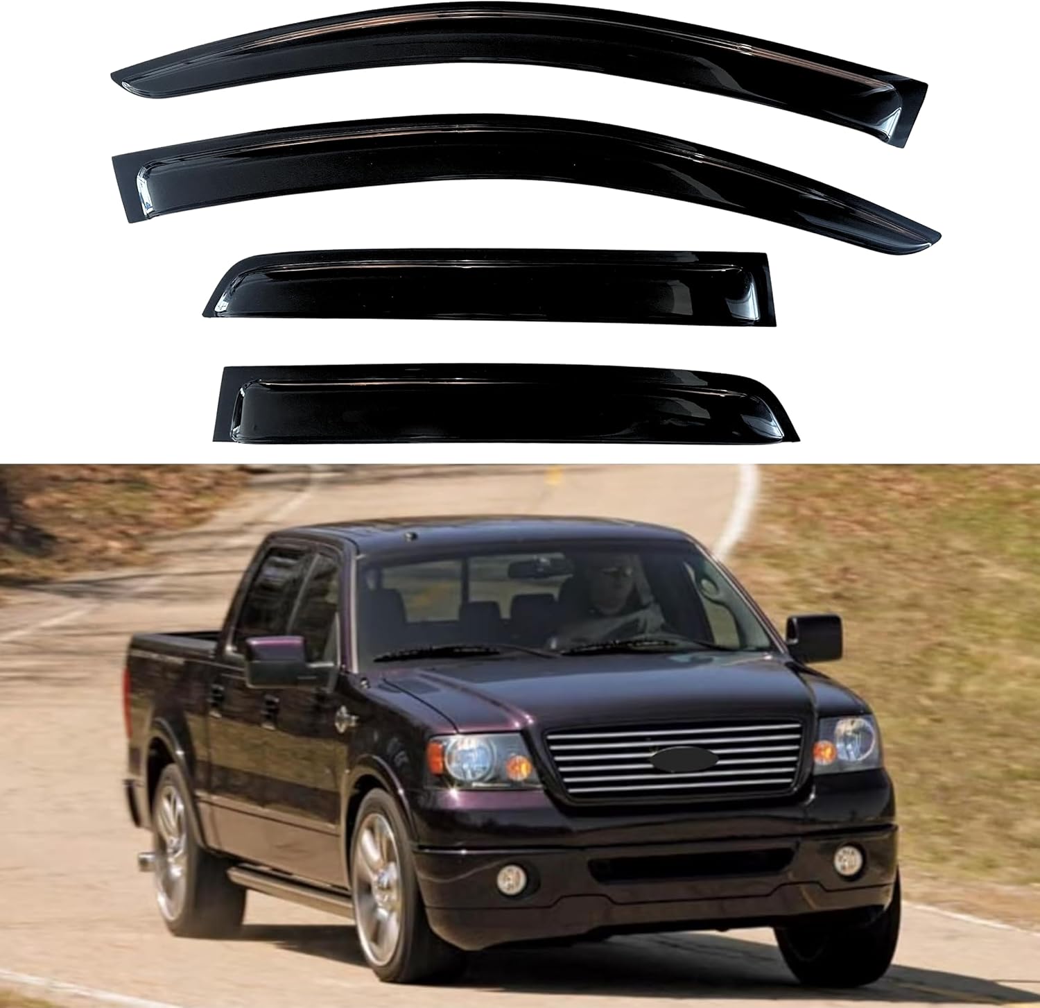 KPY Window Visor Rain Guards for Ford F150 SuperCrew 2004-2008