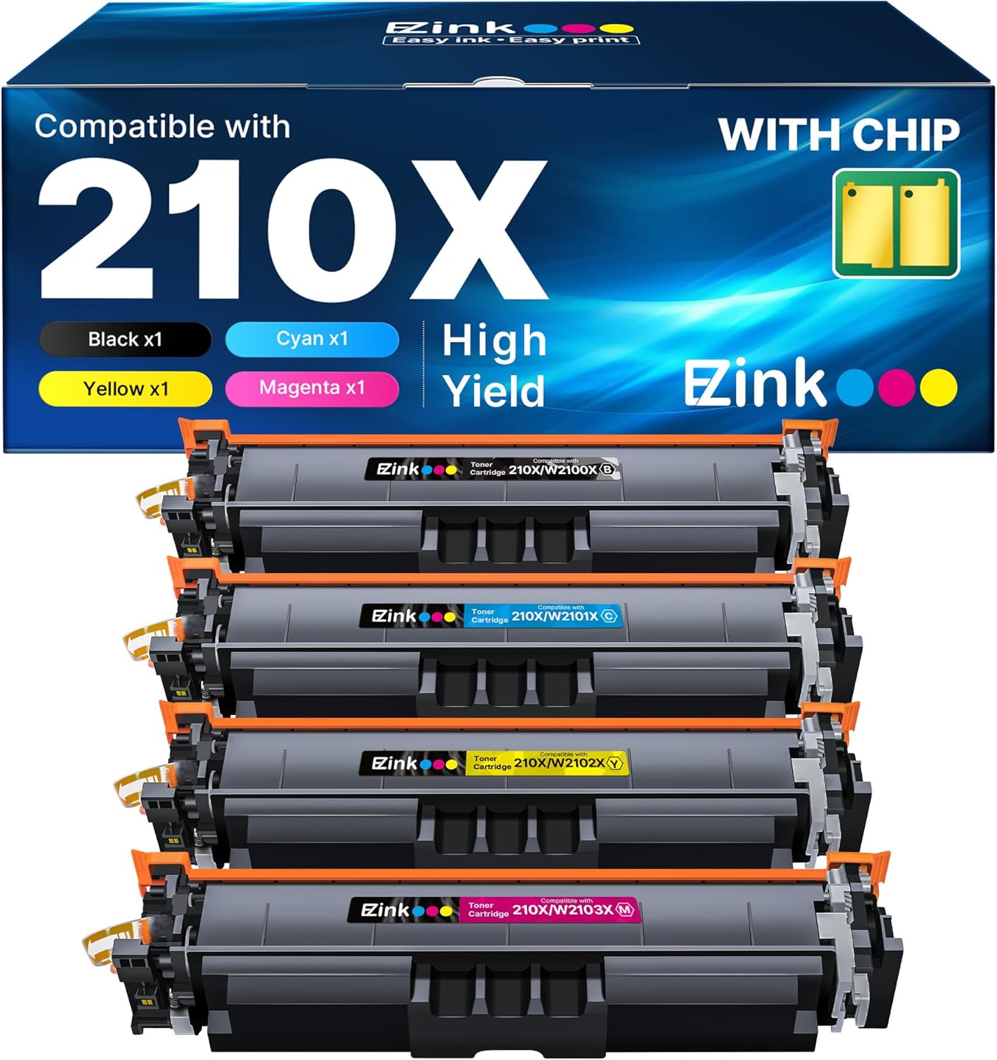 E-Z Ink 210X Toner Cartridges 4 Pack for HP Color Laser Printers