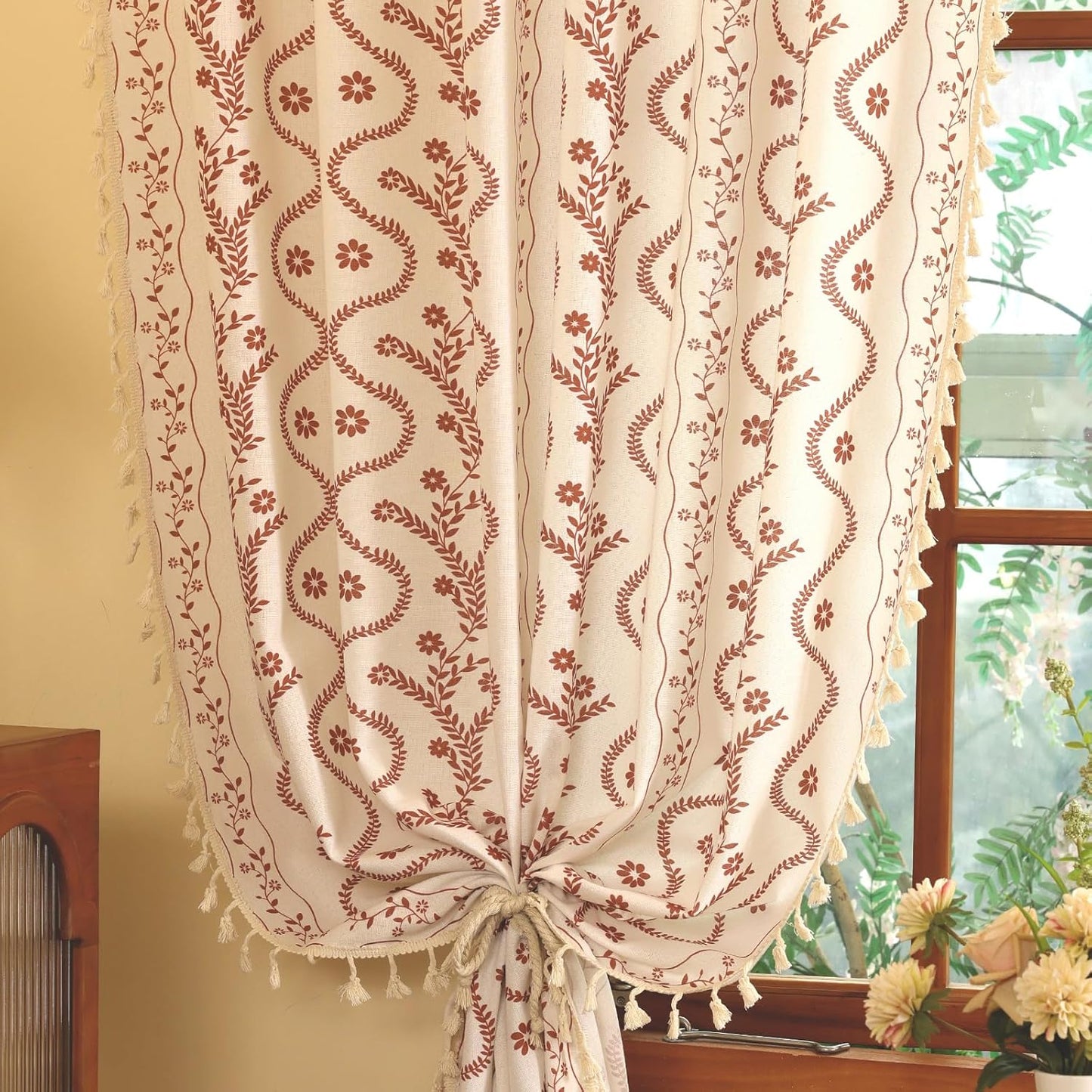 Boho Farmhouse Curtains for Living Room - 84 Inches Long Panels