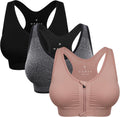 Women's Zip Front Sports Bra Wireless Post-Surgery