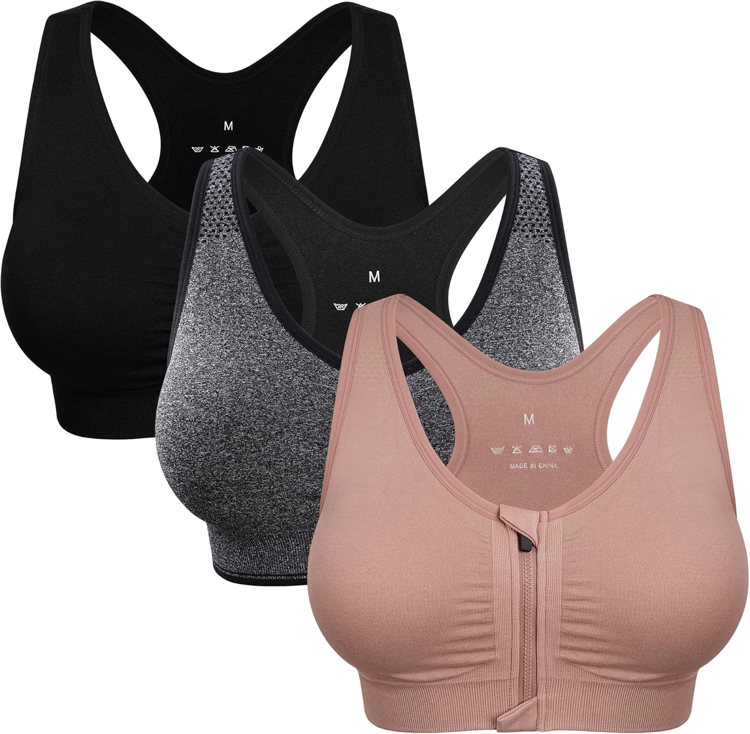 Women's Zip Front Sports Bra for Active Lifestyle and Comfort