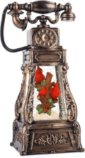 Cardinal Telephone Christmas Snow Globe - Lighted Musical Holiday