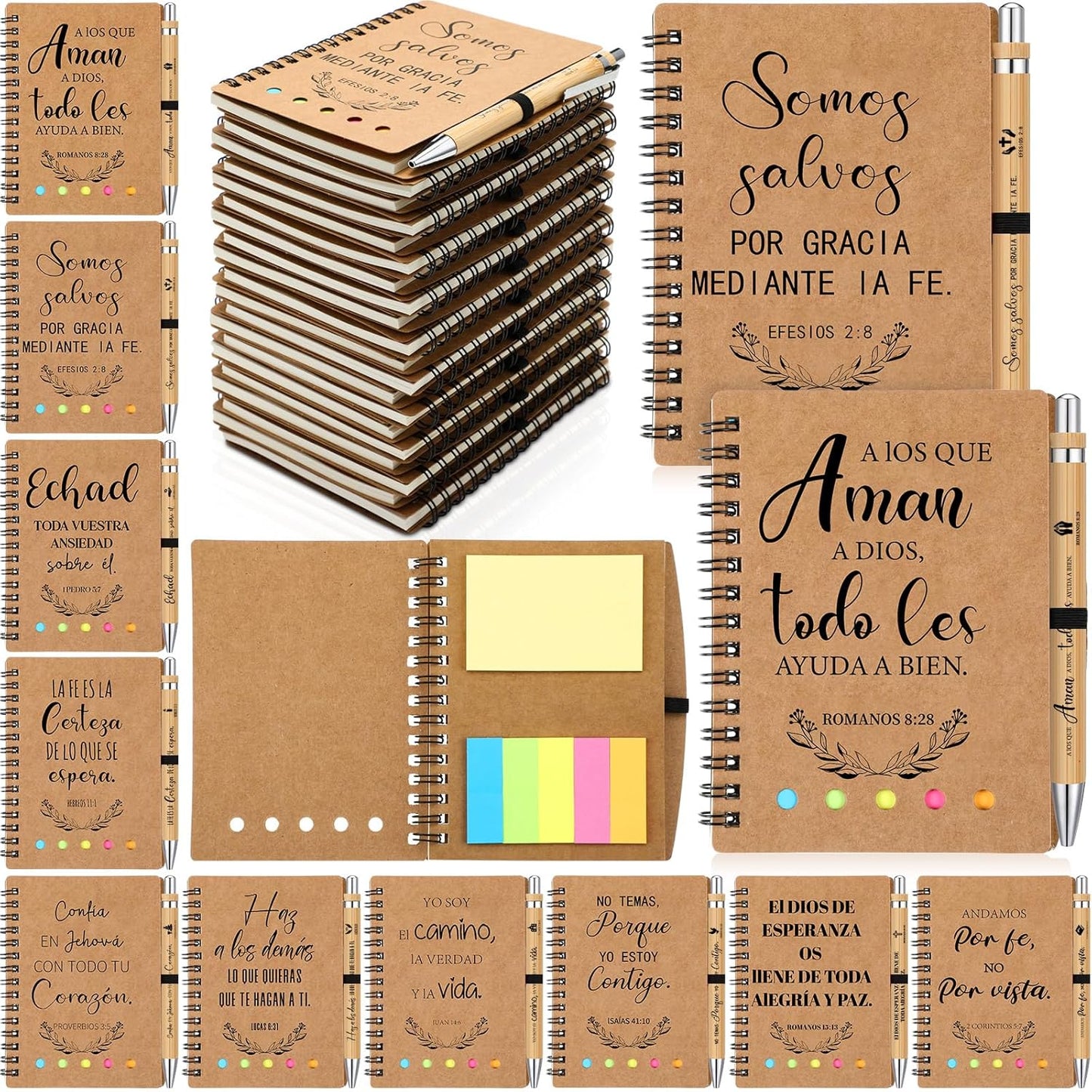 20 Set Spanish Christian Gifts Bulk Notebooks with Pens