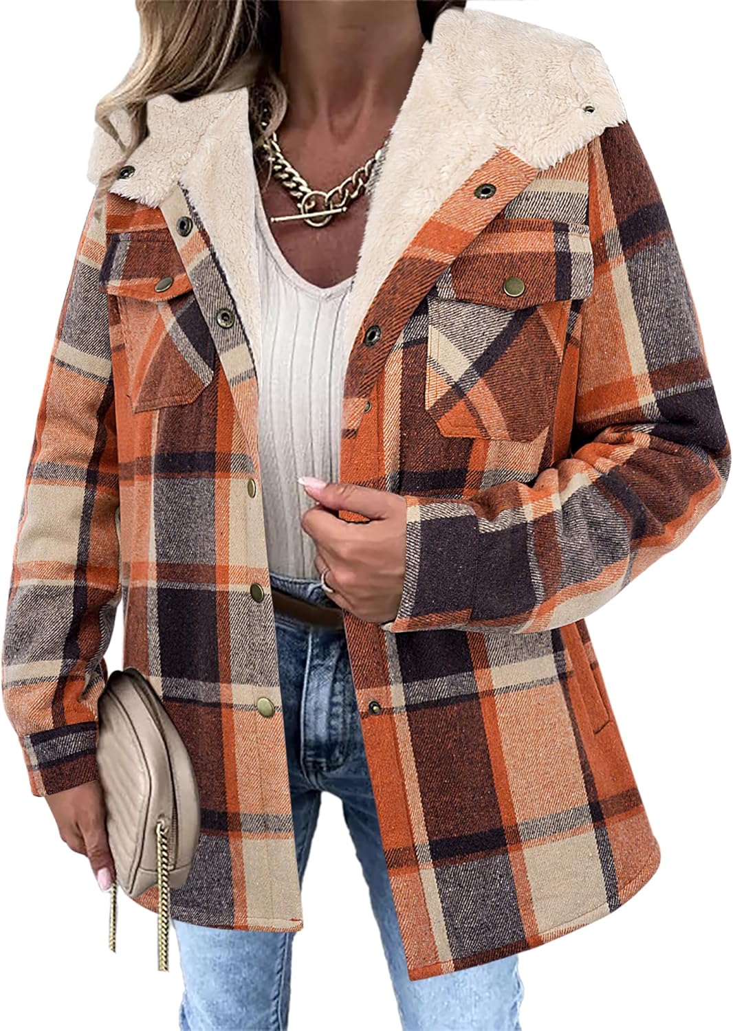 Stylish Womens Plaid Shacket Jacket for Fall and Winter Wear
