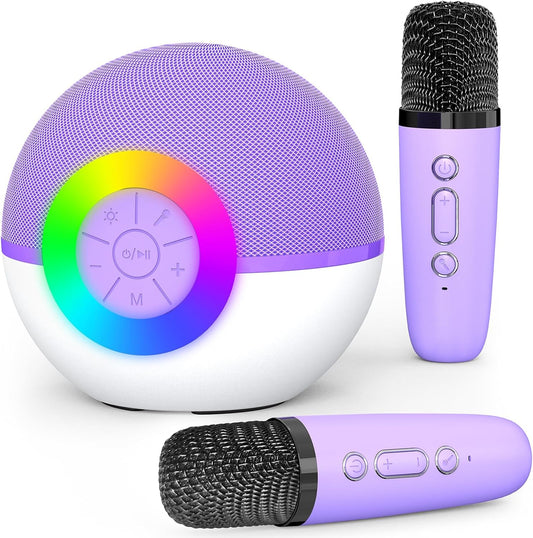 Portable Mini Karaoke Machine with 2 Wireless Microphones - Fun for All!
