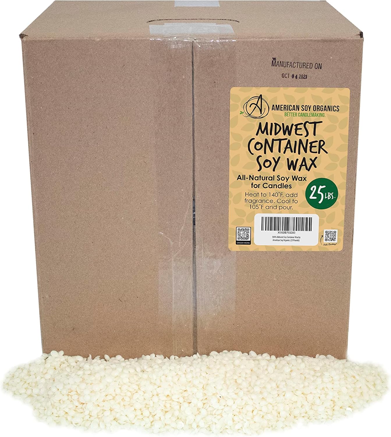 100% Midwest Soy Wax Beads for Candle Making Supplies - 25 lbs