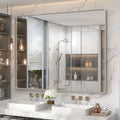 50x40 Silver Brushed Nickel Bathroom Mirror Rounded Rectangle